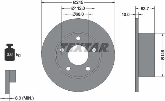 Textar 92057503 — Tarcza hamulcowa