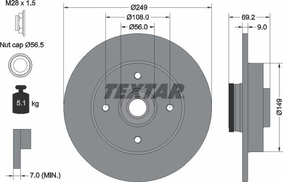 Textar 92202103 — Tarcza hamulcowa