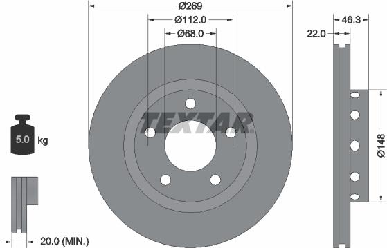 Textar 92098400 — Tarcza hamulcowa