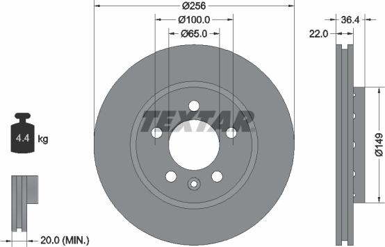 Textar 92098603 — Tarcza hamulcowa