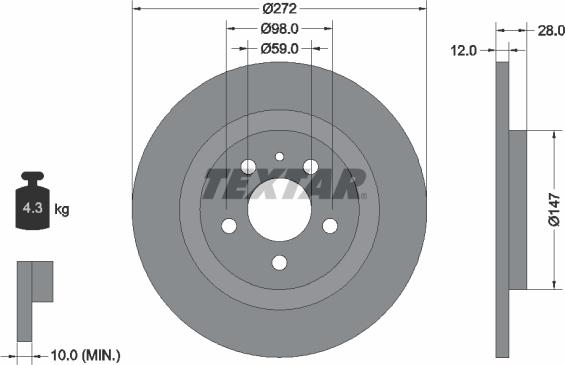 Textar 92118203 — Tarcza hamulcowa