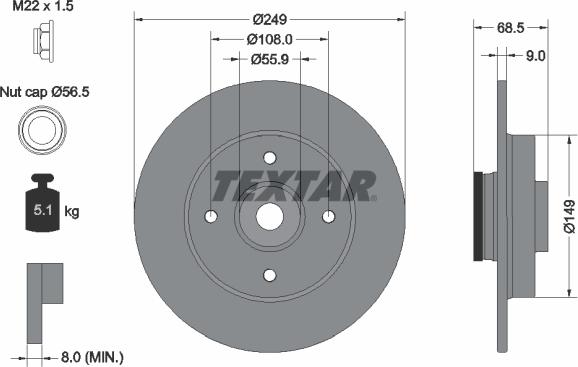 Textar 92133303 — Tarcza hamulcowa