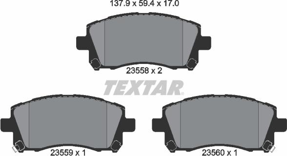 Textar 2355802 — Zestaw klocków hamulcowych, hamulce tarczowe