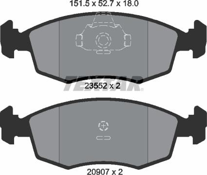 Textar 2355202 — Zestaw klocków hamulcowych, hamulce tarczowe