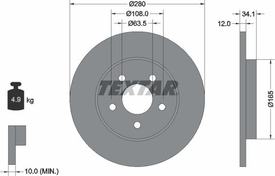 Textar 92109703 — Tarcza hamulcowa