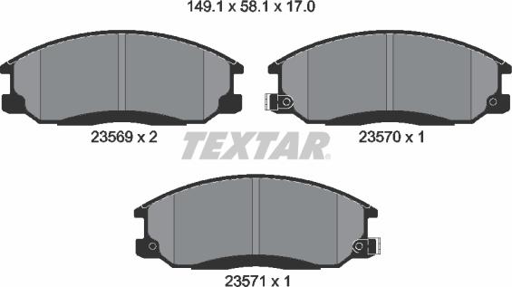 Textar 2356901 — Zestaw klocków hamulcowych, hamulce tarczowe