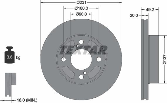 Textar 92314003 — Tarcza hamulcowa