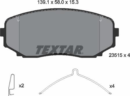 Textar 2351505 — Zestaw klocków hamulcowych, hamulce tarczowe