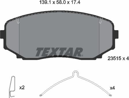 Textar 2351503 — Zestaw klocków hamulcowych, hamulce tarczowe
