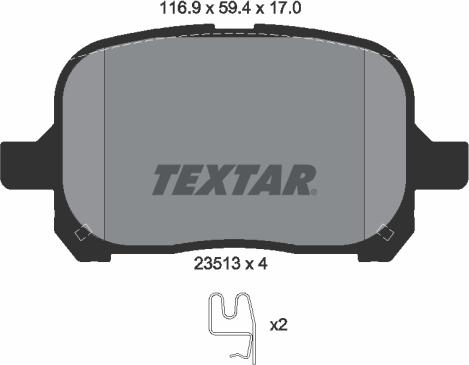 Textar 2351302 — Zestaw klocków hamulcowych, hamulce tarczowe