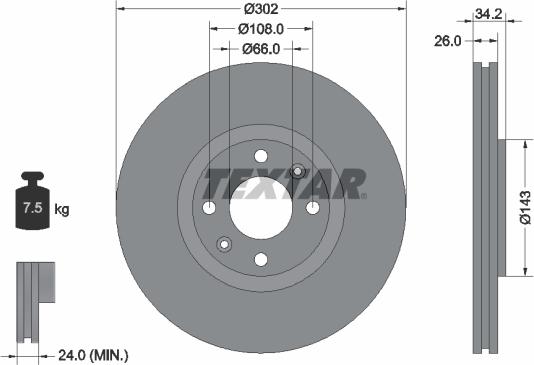 Textar 92168503 — Tarcza hamulcowa