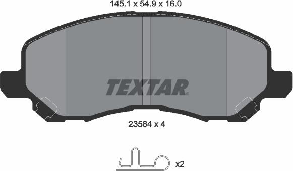 Textar 2358403 — Zestaw klocków hamulcowych, hamulce tarczowe