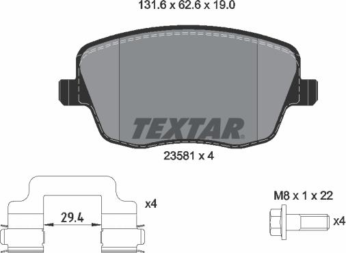 Textar 2358101 — Zestaw klocków hamulcowych, hamulce tarczowe