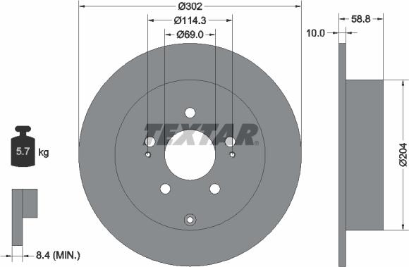 Textar 92148403 — Tarcza hamulcowa