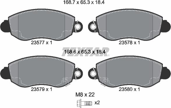 Textar 2357701 — Zestaw klocków hamulcowych, hamulce tarczowe