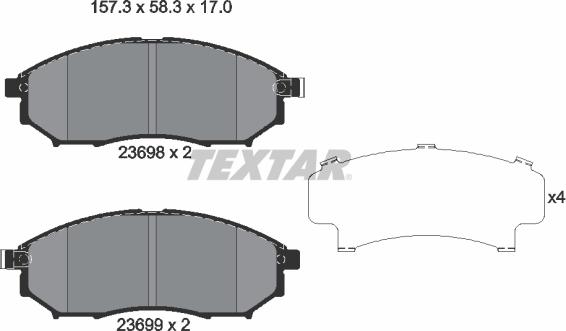 Textar 2369803 — Zestaw klocków hamulcowych, hamulce tarczowe