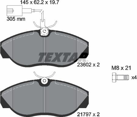 Textar 2360201 — Zestaw klocków hamulcowych, hamulce tarczowe