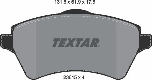 Textar 2361501 — Zestaw klocków hamulcowych, hamulce tarczowe