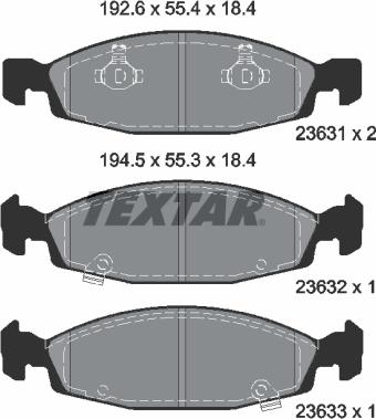 Textar 2363101 — Zestaw klocków hamulcowych, hamulce tarczowe