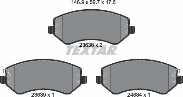 Textar 2363801 — Zestaw klocków hamulcowych, hamulce tarczowe