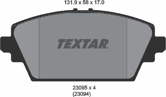 Textar 2309501 — Zestaw klocków hamulcowych, hamulce tarczowe