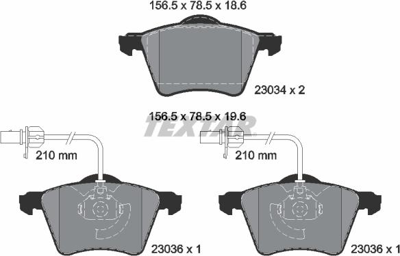 Textar 2303401 — Zestaw klocków hamulcowych, hamulce tarczowe