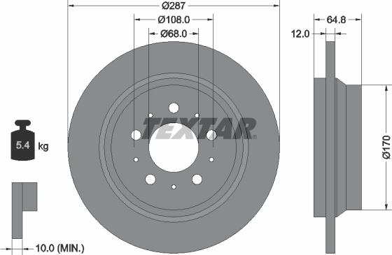 Textar 92100703 — Tarcza hamulcowa