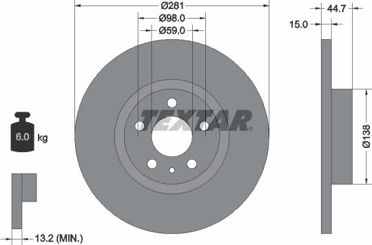 Textar 92096400 — Tarcza hamulcowa