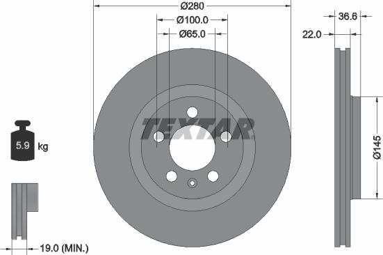 Textar 92082305 — Tarcza hamulcowa