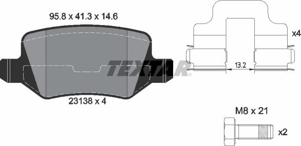 Textar 2313805 — Zestaw klocków hamulcowych, hamulce tarczowe