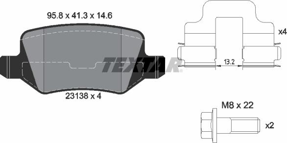 Textar 2313803 — Zestaw klocków hamulcowych, hamulce tarczowe