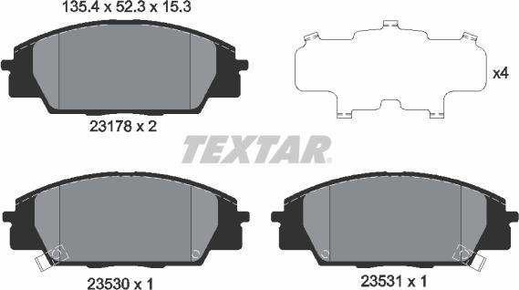Textar 2317801 — Zestaw klocków hamulcowych, hamulce tarczowe