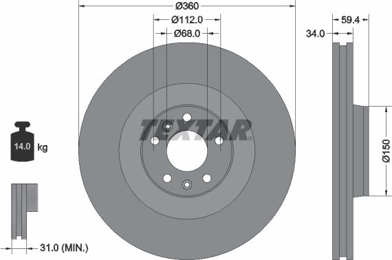 Textar 92122205 — Tarcza hamulcowa
