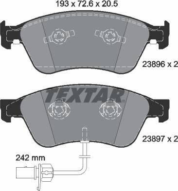 Textar 2389601 — Zestaw klocków hamulcowych, hamulce tarczowe