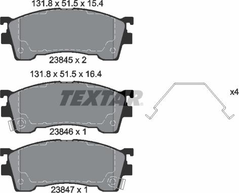Textar 2384504 — Zestaw klocków hamulcowych, hamulce tarczowe