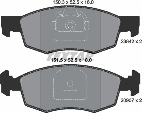 Textar 2384201 — Zestaw klocków hamulcowych, hamulce tarczowe