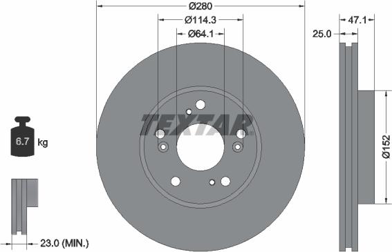 Textar 92252503 — Tarcza hamulcowa