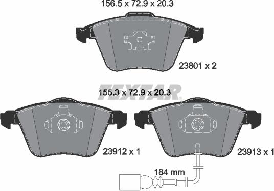 Textar 2380101 — Zestaw klocków hamulcowych, hamulce tarczowe