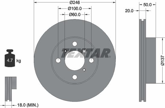 Textar 92104500 — Tarcza hamulcowa