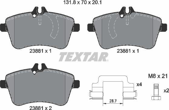 Textar 2388101 — Zestaw klocków hamulcowych, hamulce tarczowe