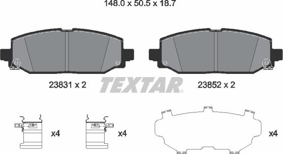 Textar 2383101 — Zestaw klocków hamulcowych, hamulce tarczowe