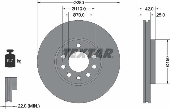 Textar 92091903 — Tarcza hamulcowa