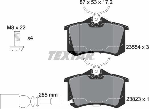 Textar 2382301 — Zestaw klocków hamulcowych, hamulce tarczowe