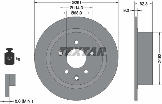 Textar 92237103 — Tarcza hamulcowa