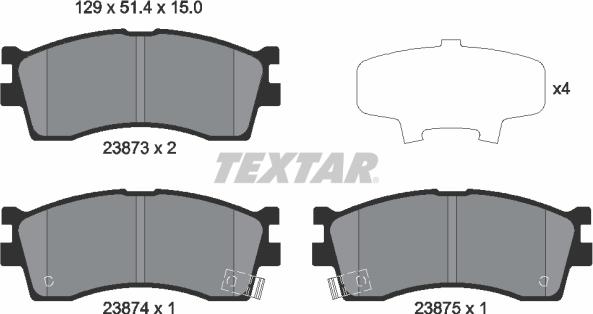 Textar 2387301 — Zestaw klocków hamulcowych, hamulce tarczowe