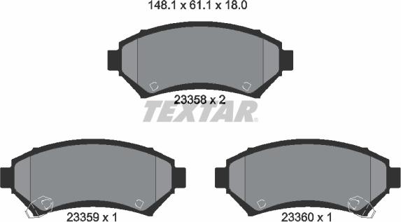 Textar 2335801 — Zestaw klocków hamulcowych, hamulce tarczowe