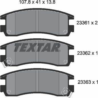 Textar 2336101 — Zestaw klocków hamulcowych, hamulce tarczowe