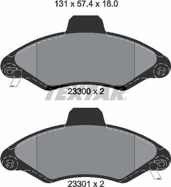 Textar 2330002 — Zestaw klocków hamulcowych, hamulce tarczowe