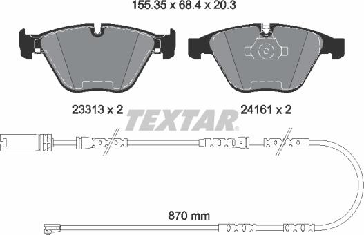 Textar 2331307 — Zestaw klocków hamulcowych, hamulce tarczowe