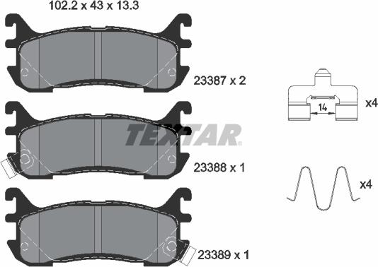 Textar 2338704 — Zestaw klocków hamulcowych, hamulce tarczowe